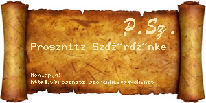 Prosznitz Szörénke névjegykártya